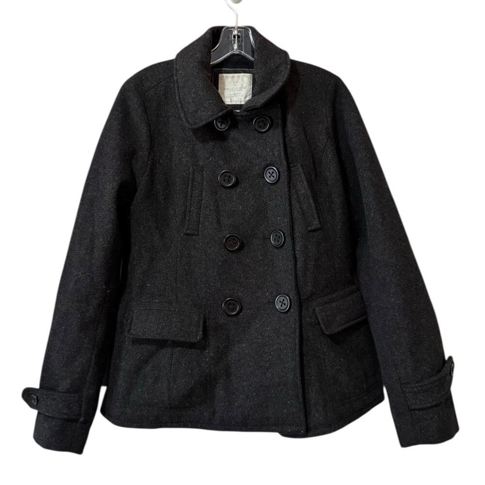 American Eagle Outfitters Dark Gray Utilitarian Wool Blend‎ Pea Coat Size Medium